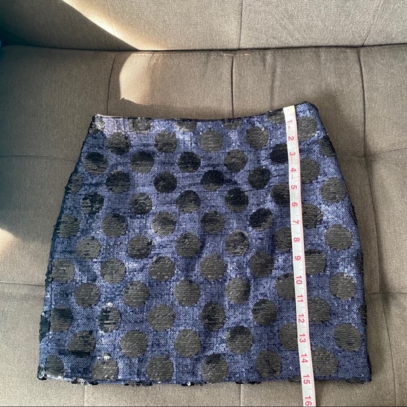 Madewell black/navy polka dot sequin mini skirt - Picture 3 of 6